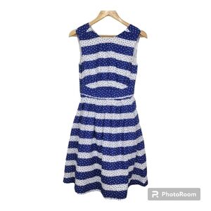 Emily And Fin Blue Polka-dot Fit & Flare Dress Size XS